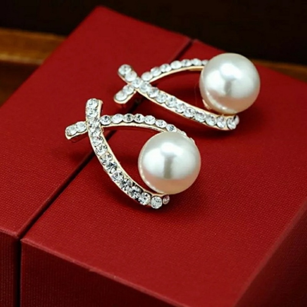 Cross Crystal Stud Earrings For Women - Picture 2 of 4